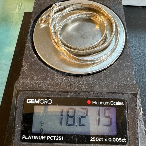 VTG Solid Sterling Silver 925 Italy Omega Chain Necklace Size 16.25'' Length - Picture 7 of 7